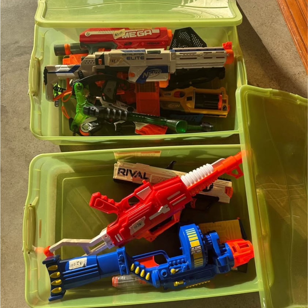 Collection of Nerf guns - Red, Blue, Orange, White
